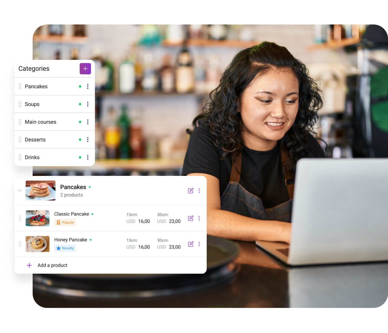 digital menu for restaurant: menu management example